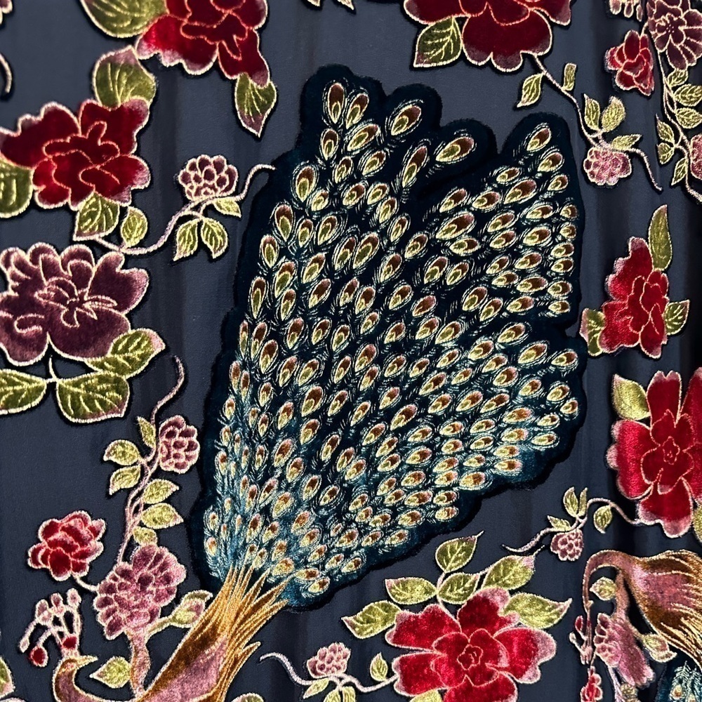 Xhilaration Womens Kimono Floral Peacock Burnout Velvet Petite XS/S TP/P Boho - Picture 12 of 14